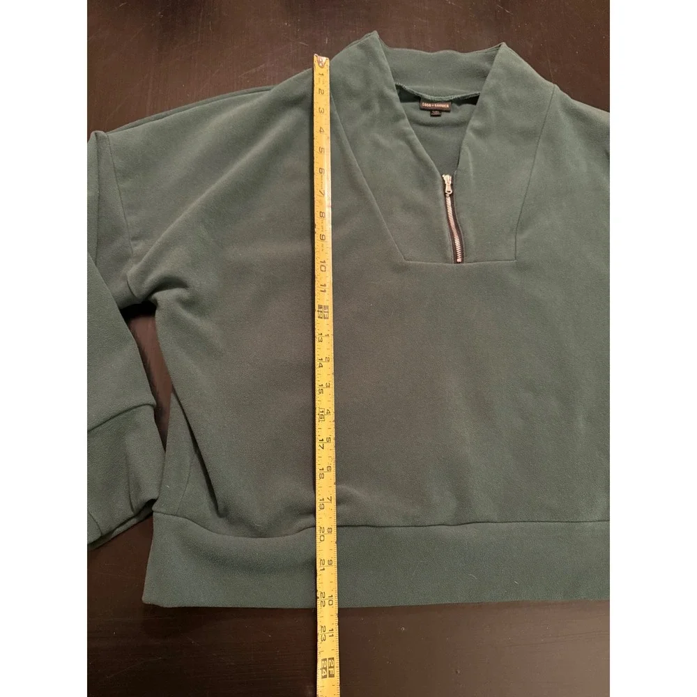 Coco + Carmen Womens Forest Green Quarter Zip‎ Fleece Pullover Sweatshirt L/XL